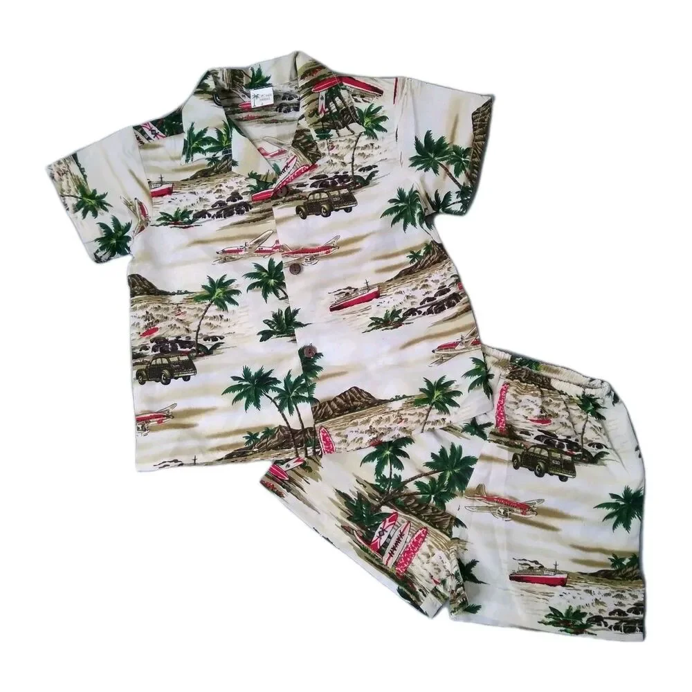 Koko Keiki Hawaiian Outfit Shirt Short Set Size 4T Vacation Beach Summer Travel